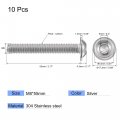 Uxcell Flanged Button Head Socket Cap Screws M8x55mm Hex Drive 304 Stainless Steel Fasteners Bolts Fully Threaded Machine Screw