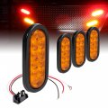 True Mods 4pc 6 In Amber Oval Led Trailer Tail Brake Lights Dot Fmvss 108 Certified Ip67 Submersible Waterproof With Grommet 