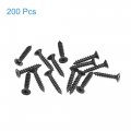 Uxcell M3 5 X 18mm Wood Screws Phillips Flat Head Carbon Steel Self Tapping Black 200pcs