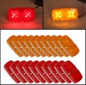 Hecasa Led Trailer Marker 4 X 2 Bullseye Light 10 Diodes Indicator Double Bubble Rectangular 12v Surface Mount Rv Camper Trucks
