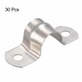 Uxcell 16mm 0 6 Rigid Pipe Strap 2 Holes 304 Stainless Steel Tension Tube Clip Clamp 30pcs