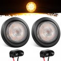 Partsam 2pcs 2 Inch Amber Round 9led Trailer Trucks Marker Clearance Lights With Reflectors Ip67 Waterproof Clear Lens Includes 