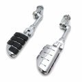 Hk Group Motorcycle Chrome Long Angled Adjustable Dually Highway P-clamps Large Footpeg Footrest For V-star Roadstar Suzuki