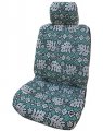 Hawaiian Green Monstera Leaves Car Seat Covers With Separate Headrests Universal Fit Rayon Fabric For Driver And Passenger 