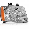 Ocpty Compatible For Chevy Avalanche 2007-2013 For Suburban 1500 2007-2014 2500 Tahoe Headlight Headlamps Chrome Housing Amber