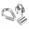 Wire Rope Cable Clip Kit For M4 Included 304 Stainless Steel Clamp Thimble Rigging Aluminum Crimping Loop Sleeve 8 Set 