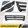Kuafu Front Grille Inserts Compatible With 2011-2015 Ford Explorer Overlay Trim Covers Abs Plastic Painted Black