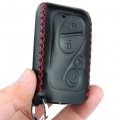 Cadtealir Italian Leather Key Fob Cover Case Holder For Lexus Es Rx Gx Gs Ks Rx350 Gx460 Es350 Isc Is Ls Black Red Stitch 