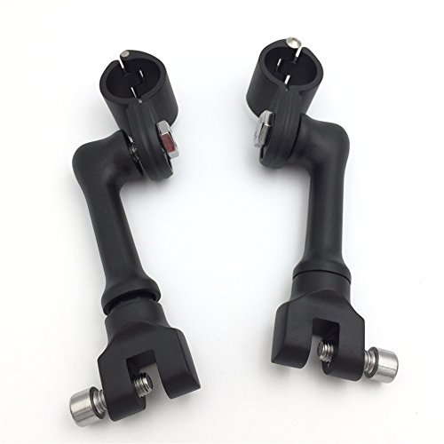 Xkh Group Motorcycle Black Long Angled Adjustable Highway Peg Mounting Kit For Bike With 1 Inch 25mm Front Engine Guard Frame