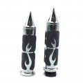 Hongk- Motorcycle Chrome Spike Comfort Rubber Flame 25mm 1 Inch Hand Grip Compatible With Kawasaki Drifer Nomad Classic 800
