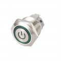 Latching Metal Push Button Switch 19mm Mounting Dia 1no 24v Green Led Light 1pcs 