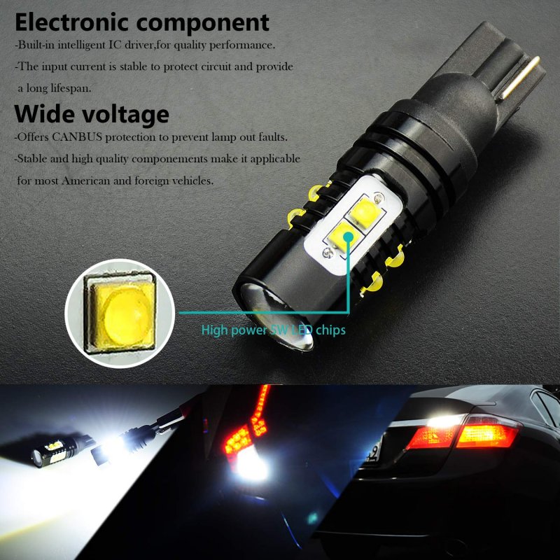 Super Bright Max 50w High Power 912 921 White Led Bulbs For Backup Reverse Lights 6000k Xenon 2 Pack