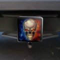 Skull Blue Red Flaming Glowing Eyes Tow Trailer Hitch Cover Plug Insert