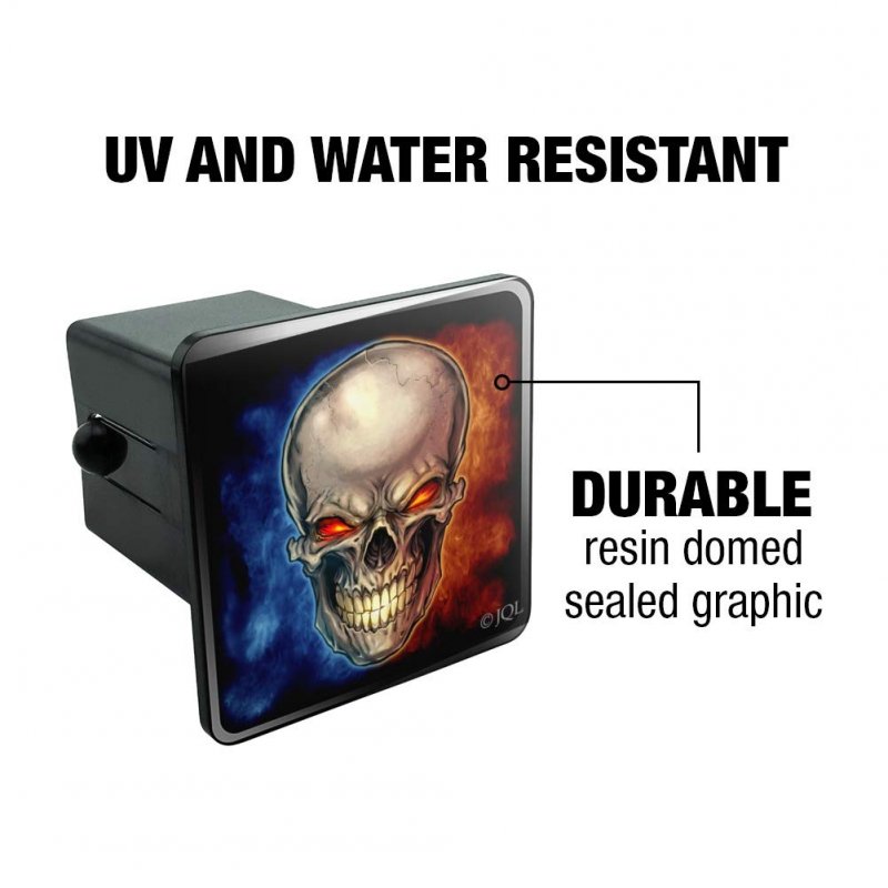 Skull Blue Red Flaming Glowing Eyes Tow Trailer Hitch Cover Plug Insert