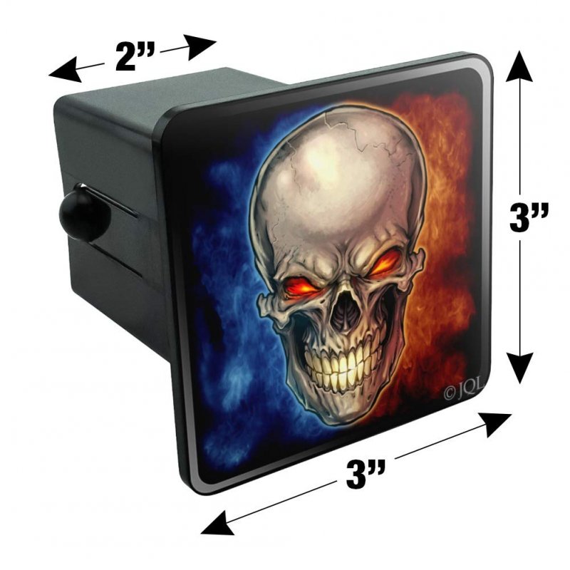 Skull Blue Red Flaming Glowing Eyes Tow Trailer Hitch Cover Plug Insert