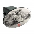 Tyrannosaurus Rex In Chinese Ink Painting Trex Oval Tow Trailer Hitch Cover Plug Insert