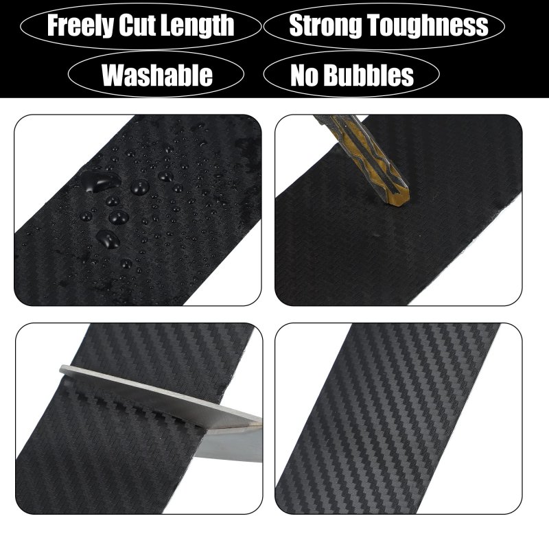 Door Edge Guard Sticker For Car Sill Carbon Fiber Pattern Black 7cm X 3meter