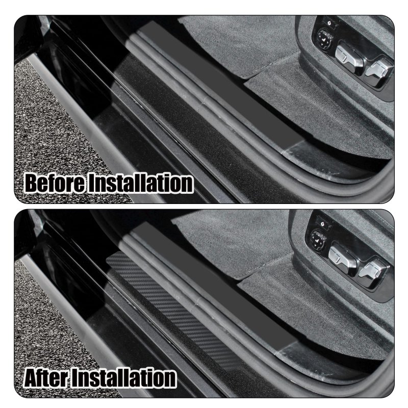 Door Edge Guard Sticker For Car Sill Carbon Fiber Pattern Black 7cm X 3meter