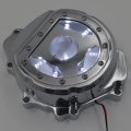 Httmt- Chrome W White Led Left Engine Stator Cover Compatible With Hond 07-14 Cbr600rr F5 P N Mt313-005a-cd