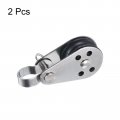 Uxcell 2pcs Marine Pulley 25mm Single Block 316 Stainless Steel Nylon Hanging Wire Towing Wheel Cable Rope Runner Roller