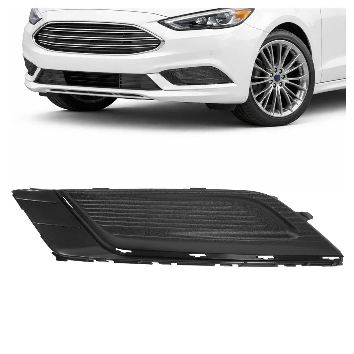 Hecasa Left Fog Light Cover For 2017 2018d Fusion Front Bumper Lamp Bezel Replacement For Fo1038166 Hs7z17b814ab Textured Black