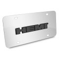 Hemi Logo 3d Dark Gray On Mirror Chrome Stainless Steel License Plate Official Licensed 