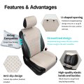 2pcs Sideless Car Seat Covers For Front Seats Breathable Faux Linen Universal Fit Cushions With Headrest Protectors Non Slip
