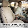 2pcs Sideless Car Seat Covers For Front Seats Breathable Faux Linen Universal Fit Cushions With Headrest Protectors Non Slip
