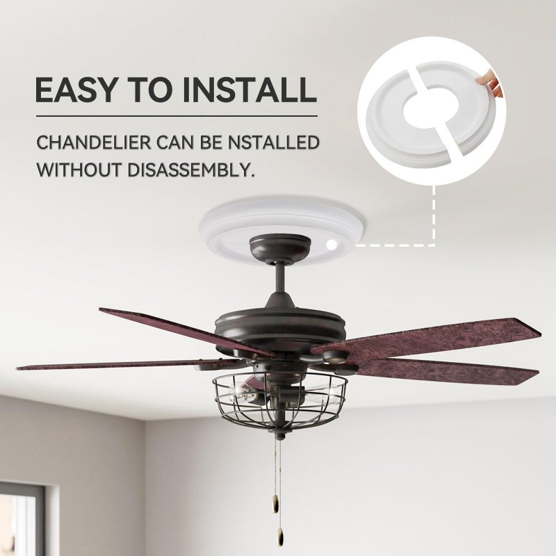 Tsnamay 2pcs White Ceiling Medallion Fan Light Covers Split For Fixtures And Fans 9 84 Od X 3 8 Id