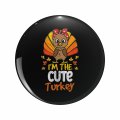 1080 Graphics I M The Cute Turkey Happy Thanksgiving 2022 Autumn Fall Key Chain Double Sided Stainless Steel Keychain 