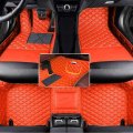 Aerfine Customized Luxury Leather Car Floor Mats Non Slip For Cars All Weather Orange
