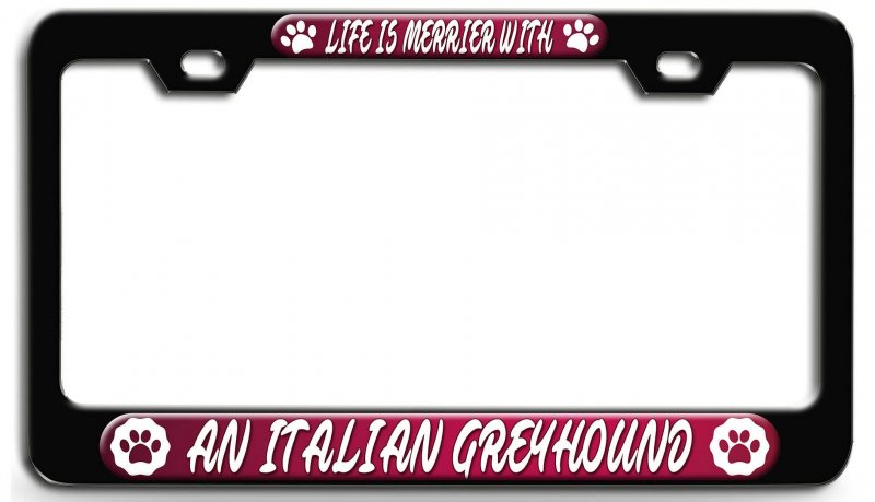 Italian Greyhound Dogs Pets 3d Metal License Plate Frame Universal Fit For Auto Suv Truck Tag Holder 12 In X 6 Heavy Duty Steel