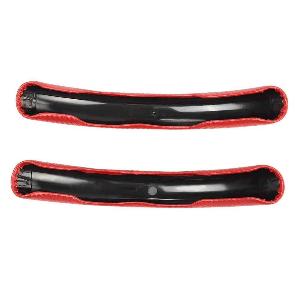 Universal Carbon Fiber Car Steering Wheel Non Slip Cover 2 Piece Set 37 To 38cm Diameter Red
