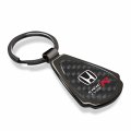 Ipick Image Compatible With Honda Civic Type-r Real Carbon Fiber Gunmetal Black Metal Teardrop Key Chain
