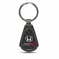 Ipick Image Compatible With Honda Civic Type-r Real Carbon Fiber Gunmetal Black Metal Teardrop Key Chain