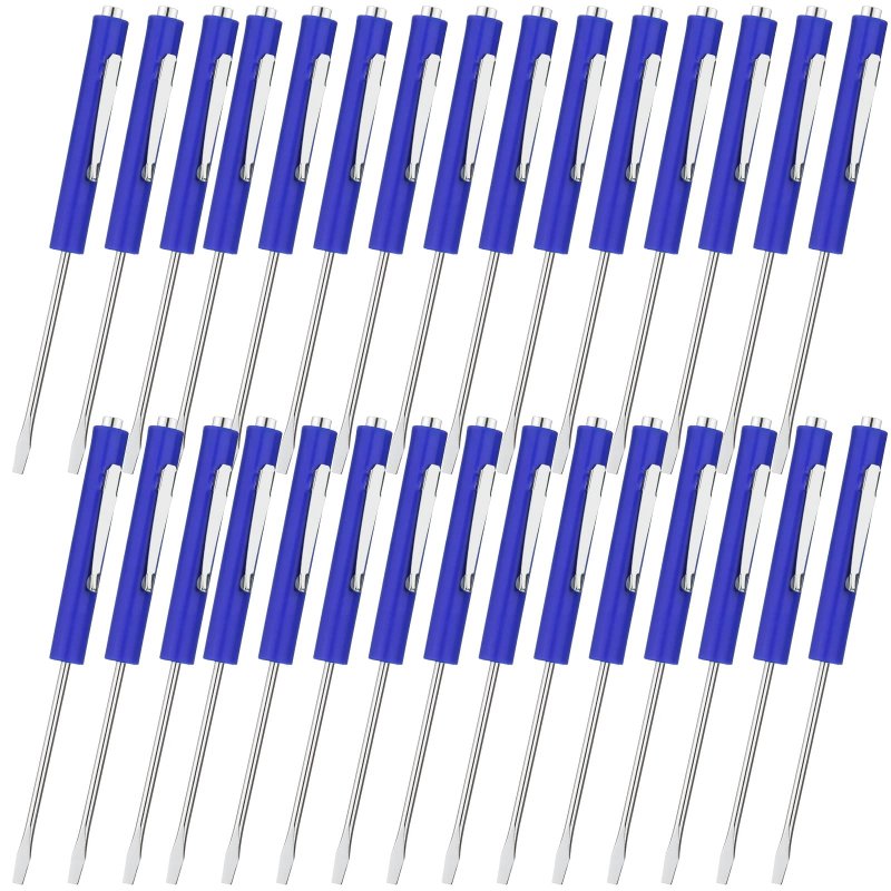 30 Piece Mini Magnetic Slotted Screwdriver Set With Pocket Clips Small Flat Head Repair Tools For Electricians And Technicians