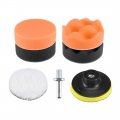 3 Foam Drill Polishing Pad Kit 2pcs Flat Waved Sponges 1pcs Wool Hook And Loop Backing Pad With M10 Adapter 
