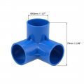 Uxcell 3-way Elbow Pvc Pipe Fitting Furniture Grade 40mm Size Tee Corner Fittings Blue
