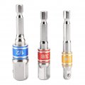 Fydun 3pcs Impact Grade Socket Adapter 1 4in 3 8in 2in Chrome Vanadium Steel Hex Drive Electric Driver B