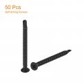 Uxcell 10 X 2-1 2 Sheet Metal Screws 50pcs Black Oxide 410 Stainless Steel Flat Head Phillips Drive Self Drilling