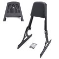 Httmt- Black Classic Bamboo Backrest Sissy Bar W Leather Pad For H-d Softail Flstsc Fxst Fxstb Fxsts Fxstsb P N Mt142-bk 