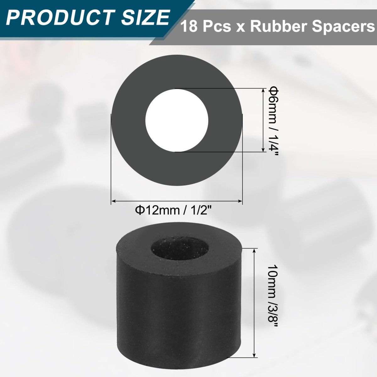 18pcs Thick Rubber Spacer 2 Inch Od X 1 4 Id 3 8 Thickness Round Bushings Anti Vibration Flat Washers For Home Industrial