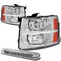 Auto Dynasty Compatible With Silverado Gmt900 Pair Of Chrome Housing Amber Corner Headlight Led 3rd Brake Light