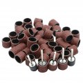 50pcs Sanding Bands Sleeves 60 Grit 5 Mandrels Electric Grinding Polishing Sandpaper Circle Sand Ting 