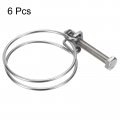 Uxcell 6pcs Double Wire Hose Clamp 58-65mm Adjustable Stainless Steel Clips With M8 Bolt For Dust Collection Pump Pipe