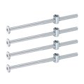 4pcs Bed Frame Bolts M6 X 120mm Hex Socket Head Screws Barrel Nuts Bunk Furniture With Rice-shaped Nut For Chairs Cots Silver 