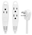 Bindmaster 12 Feet Extension Cord Wire 3 Prong Grounded Outlets Flat Plug White 
