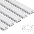 Torchstar Shallow Flush Mount Recessed Aluminum U Channel 3 3ft Extrusion Profile W Oyster White Cover For Flex Hard Led Strip