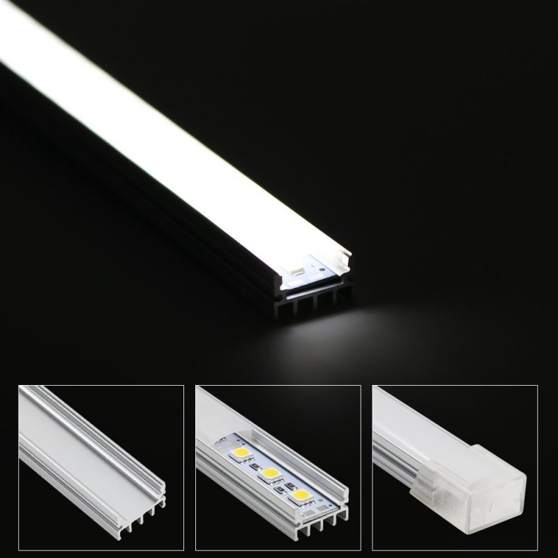 Torchstar Shallow Flush Mount Recessed Aluminum U Channel 3 3ft Extrusion Profile W Oyster White Cover For Flex Hard Led Strip