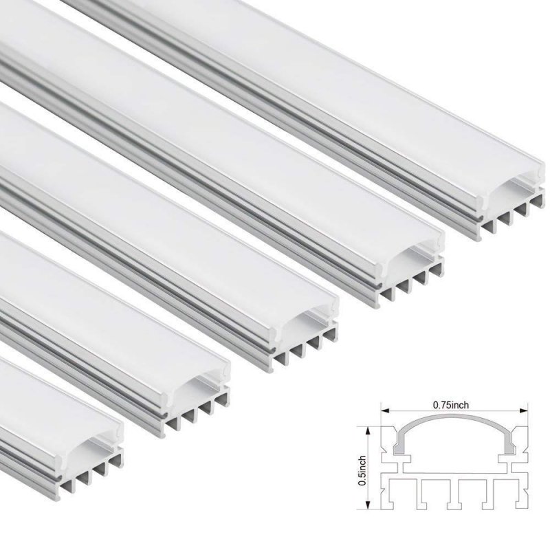 Torchstar Shallow Flush Mount Recessed Aluminum U Channel 3 3ft Extrusion Profile W Oyster White Cover For Flex Hard Led Strip